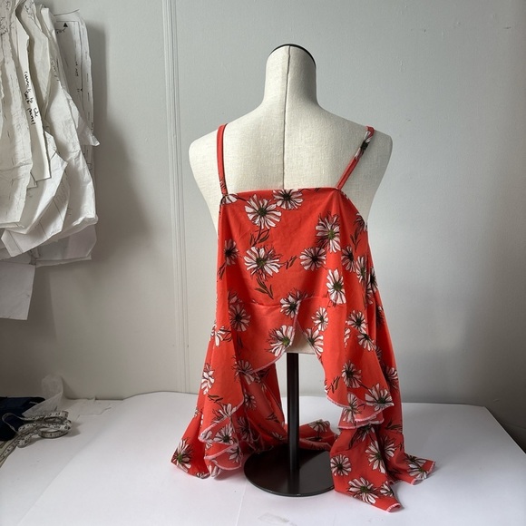 Floral Orange Sleeveless Top - Picture 4 of 4